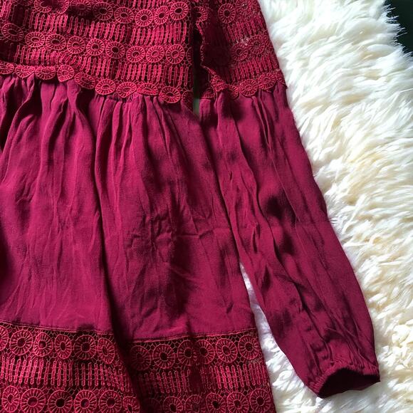 Anthropologie Floreat Aveline Crochet Lace Dress in Raspberry - Picture 7 of 11
